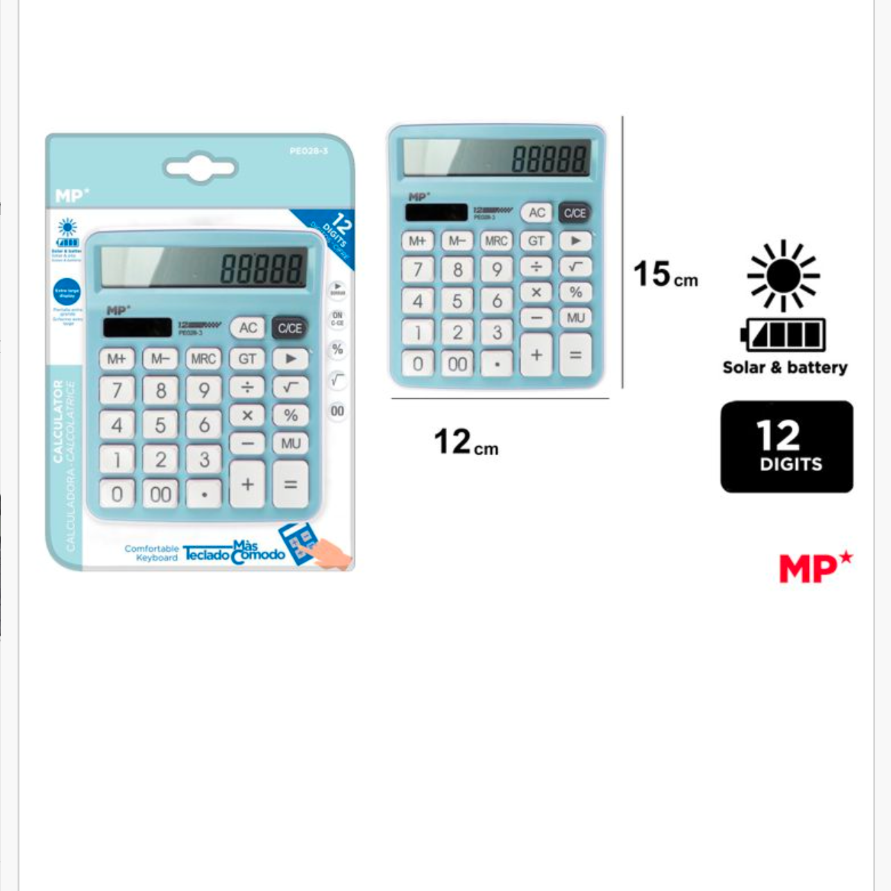 Calculadora solar azul claro 12*15cm