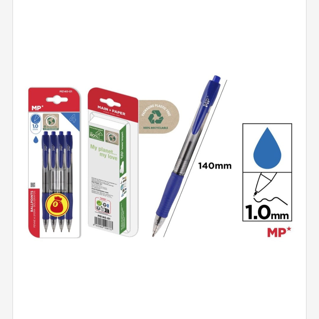 Pack de bolígrafos 1mm 4uds