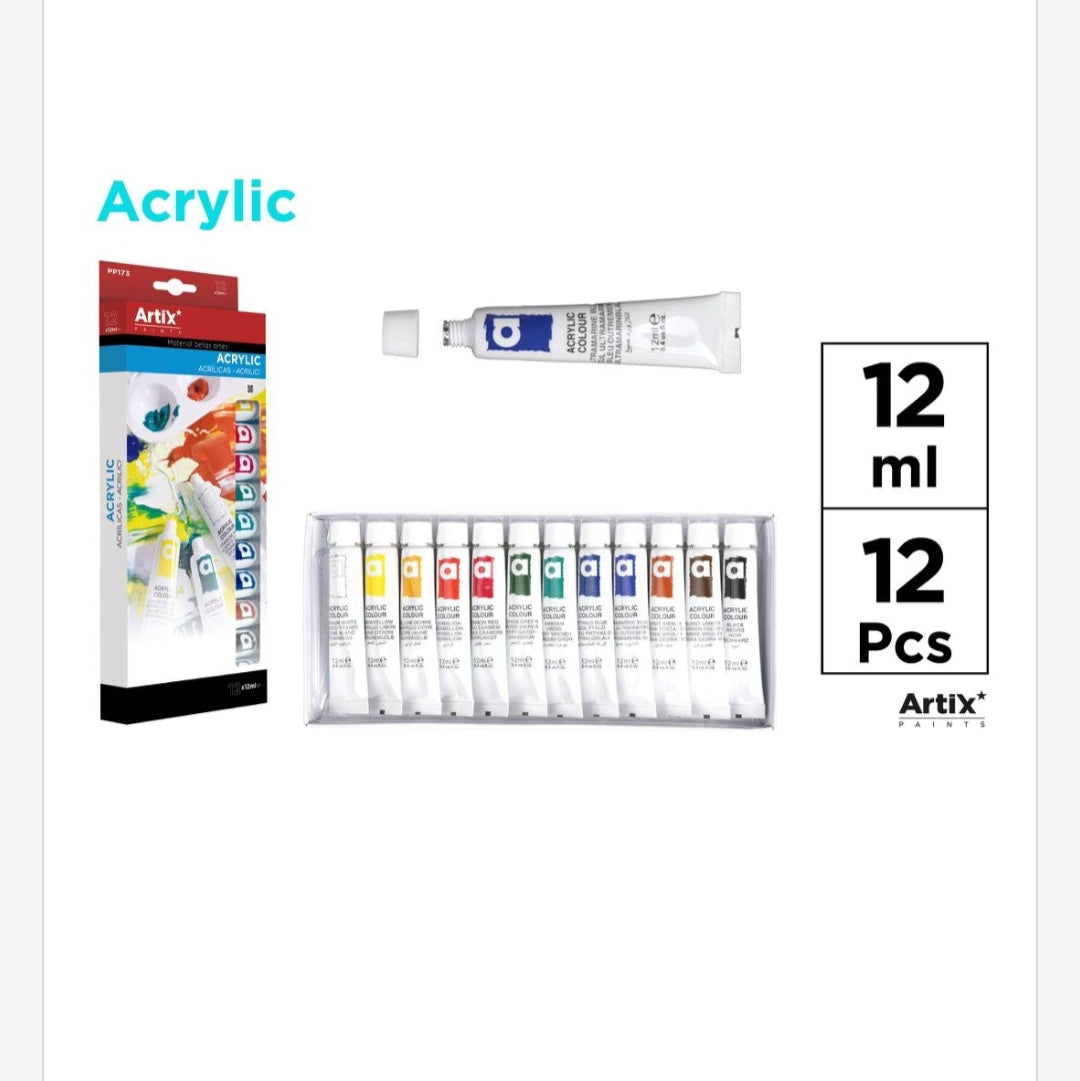 Pinta acrílica 12 tubos