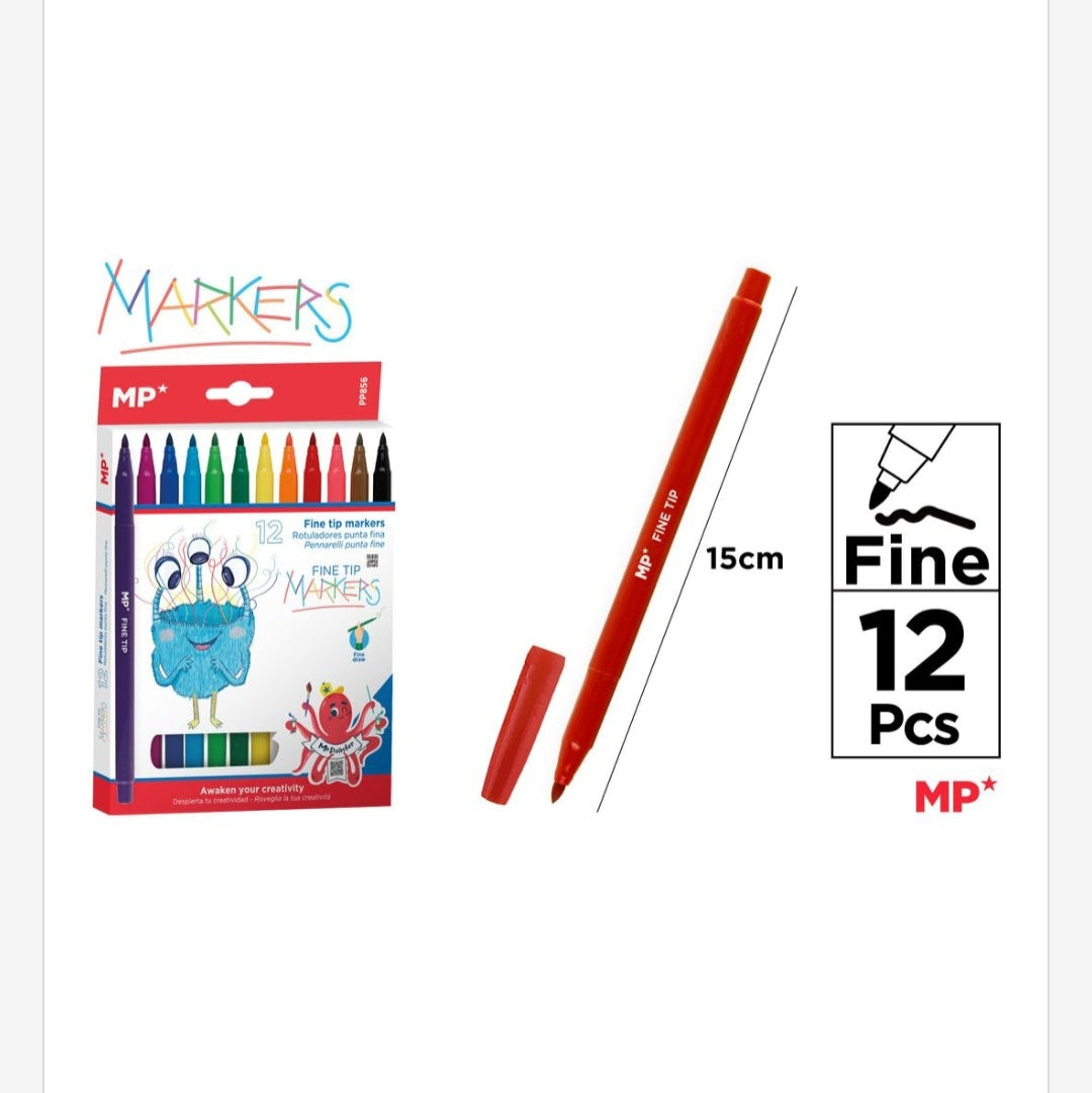 Rotuladores finos 12 uds