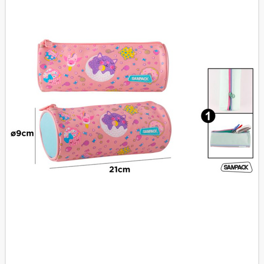 Estuche cremallera redondo decorado