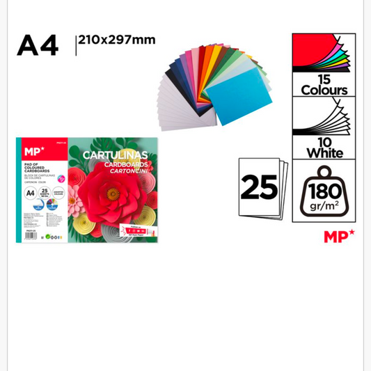 Block de cartulinas multicolores 25 unidades