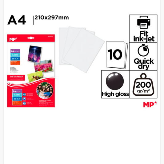 Papel fotográfico A4 high gloss