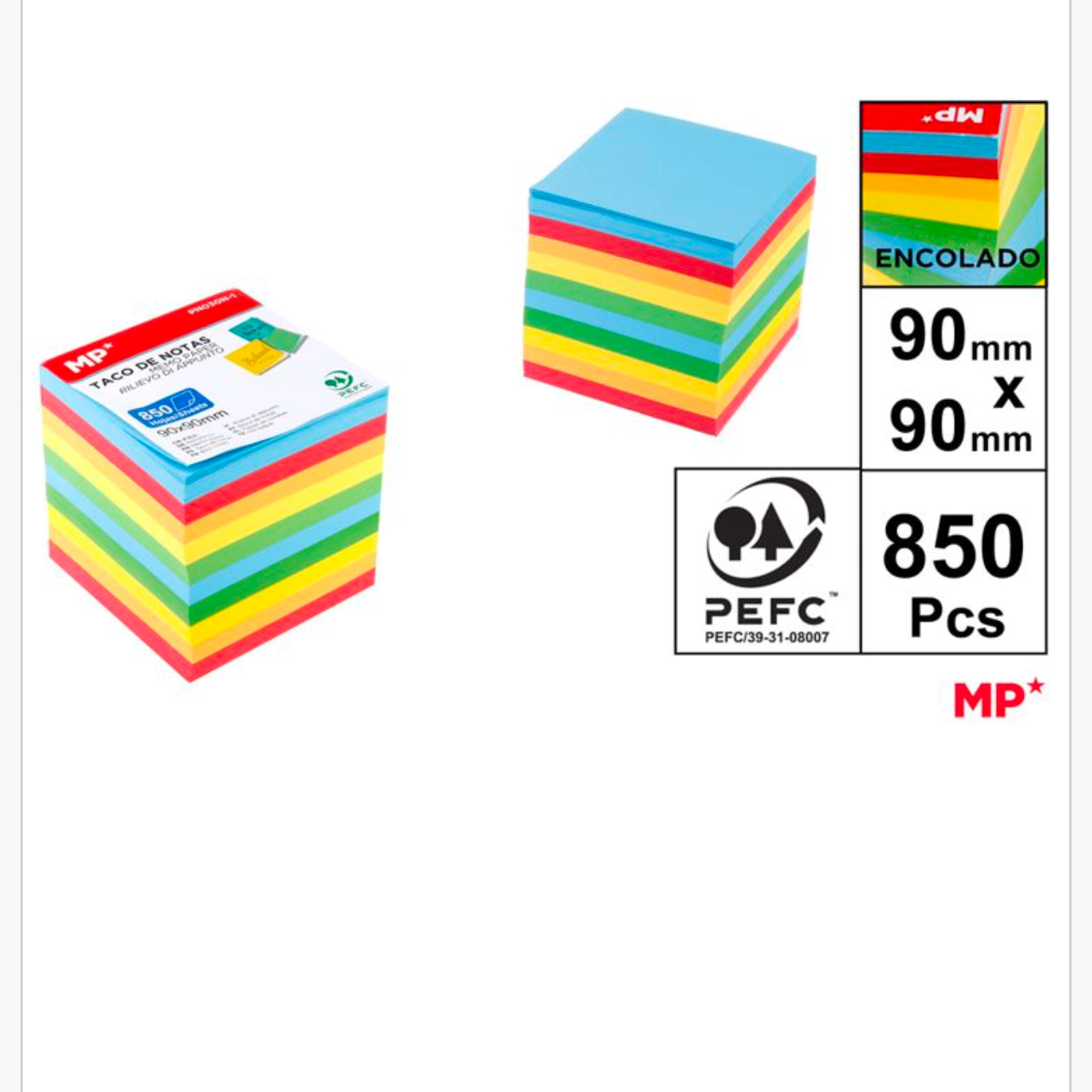Taco de nota color surtido 90mm post it