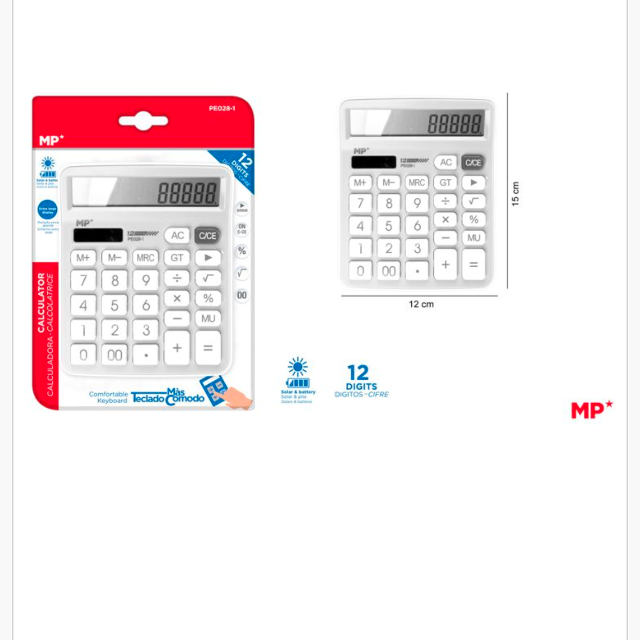 Calculadora solar blanca 12*15cm