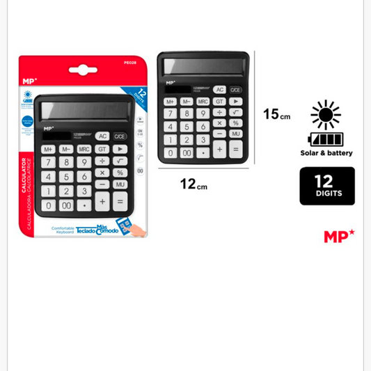 Calculadora solar negra 12*15cm