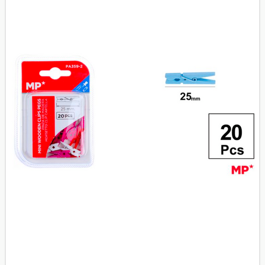 MP Pinza madera de colores 25 mm – 20 uds
