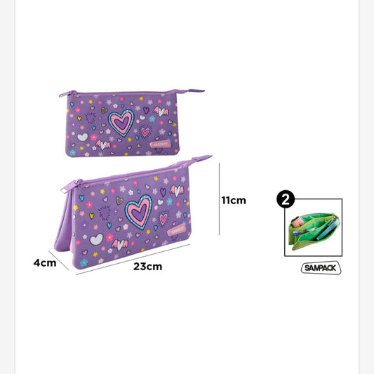 Estuche con dos compartimentos corazon