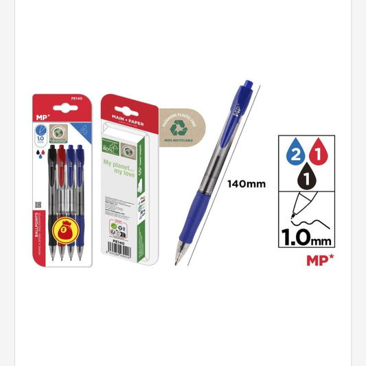 Bolígrafos punta 1.0mm 4uds