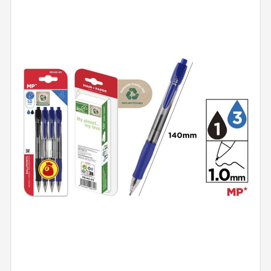 Bolígrafos punta 1mm 4 uds