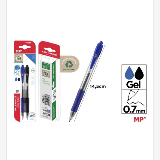 Bolígrafo gel punta 0.7mm 2uds