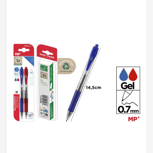 Bolígrafo gel punta 0.7mm 2uds