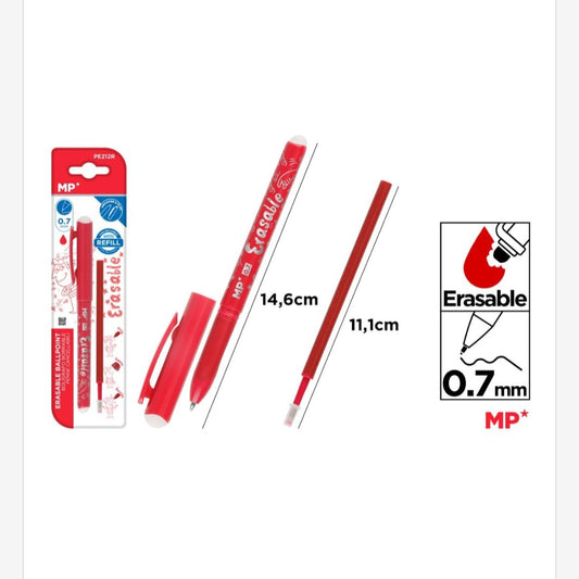 Bolígrafos borrables + recambios 0.7mm