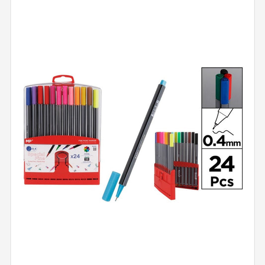 Pack de rotuladores punta fina 24uds 0.4mm colores