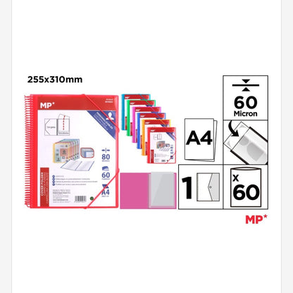 Carpeta archivador con fundas transparentes y de colores