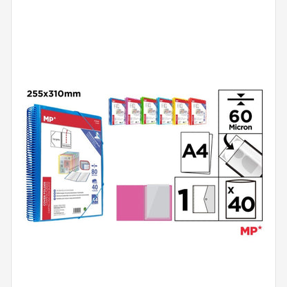 Carpeta archivador con fundas transparentes y de colores