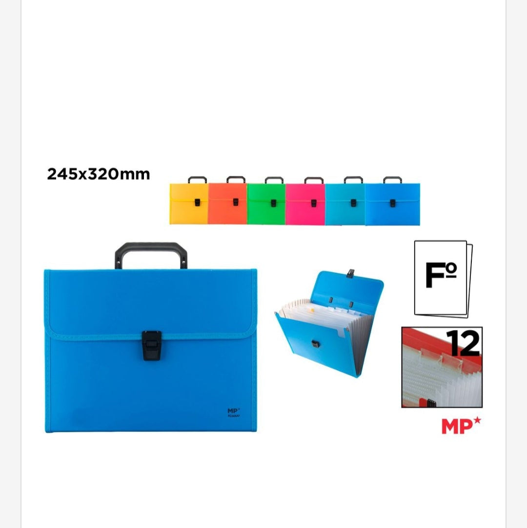 Carpeta con fuelle con asa A4 fluor