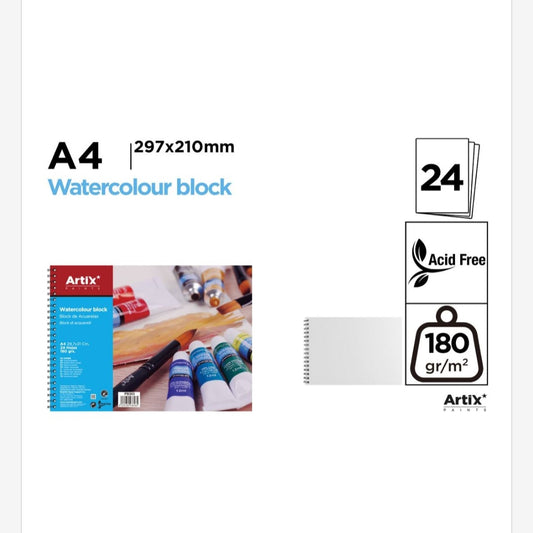 Bloc de hojas de acuarela A4 180gr/m2