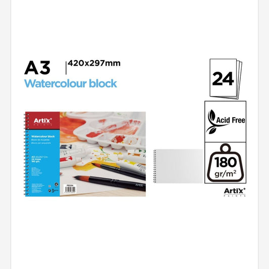 Bloc de hojas de acuarela 24 hojas A3