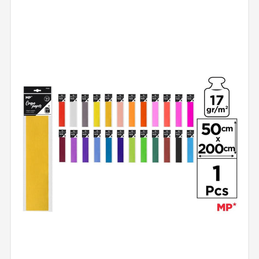 Papel crespón de colores NO metalizados 50*200